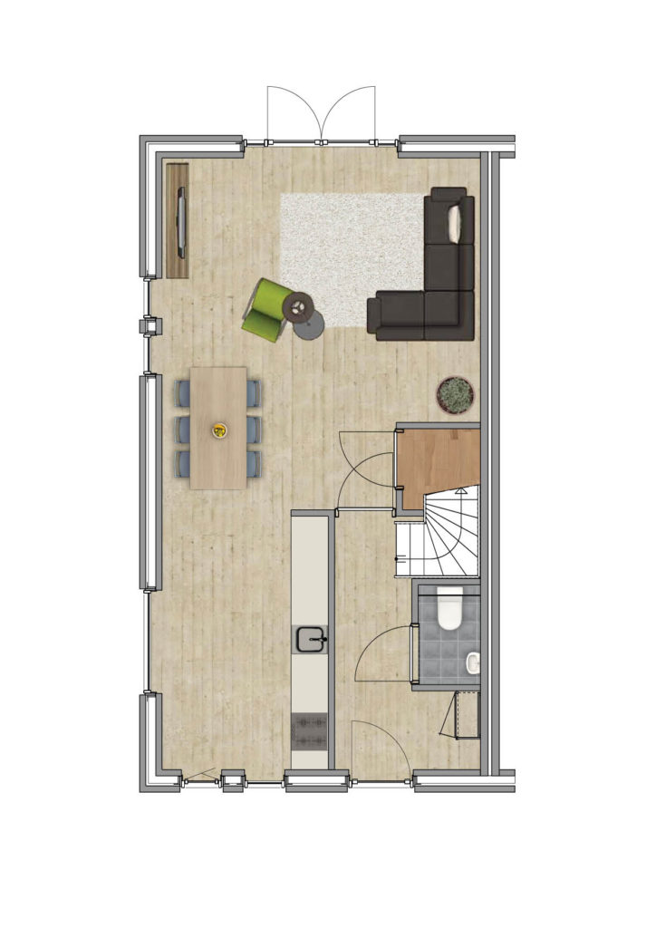 Plattegrond hoekwoning