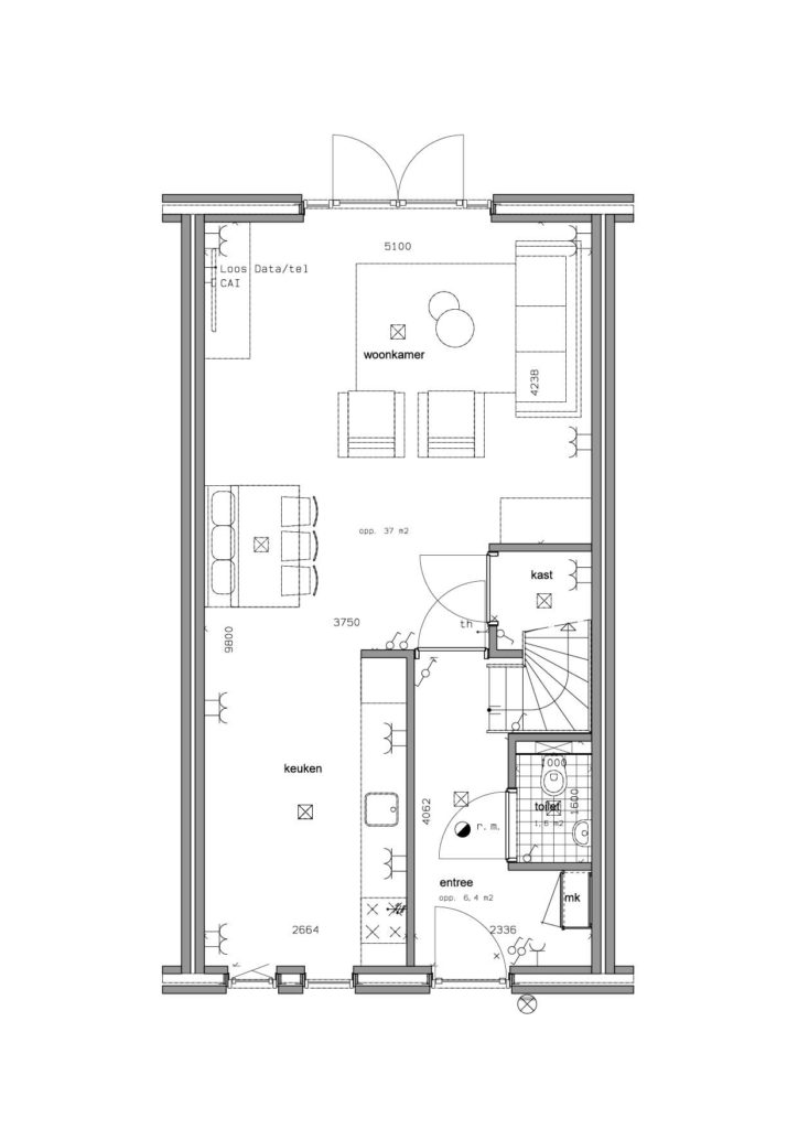 Plattegrond tussenwoning