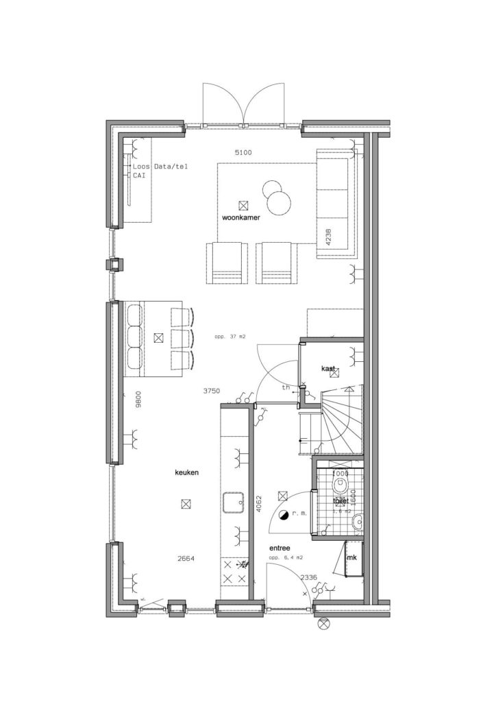 Plattegrond hoekwoning